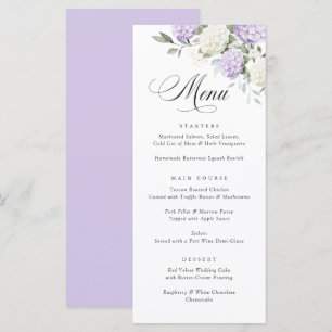 Elegant Purple Hydrangea Greenery Wedding Menu