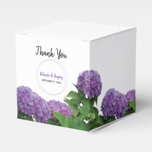 Elegant Purple Hydrangea Wedding Favour Box (Front Side)