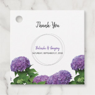 Elegant Purple Hydrangea Wedding Gift Favour Tags