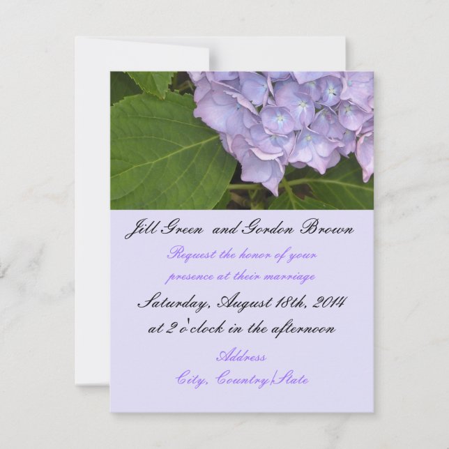 Elegant Purple Hydrangea Wedding Invitation (Front)