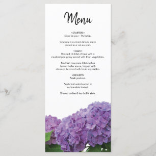 Elegant Purple Hydrangea Wedding  Menu