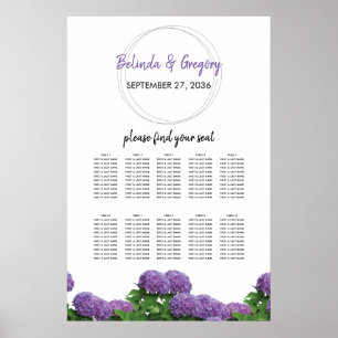 Elegant Purple Hydrangea Wedding Seating Chart