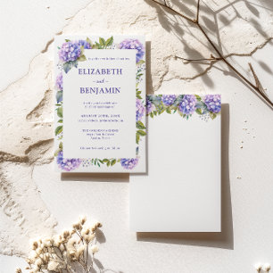 Elegant Purple Hydrangeas Watercolor Wedding Invitation