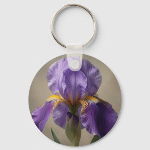 Elegant Purple Iris Flower Bloom Key Ring