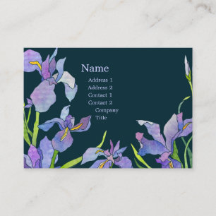 Elegant Purple Iris Navy Blue Business Card