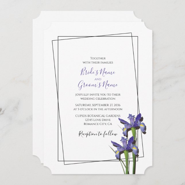 Elegant Purple Iris Wedding Invitations (Front/Back)