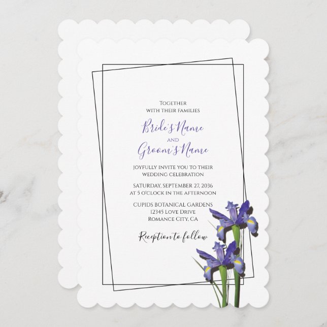 Elegant Purple Iris Wedding Invitations (Front/Back)