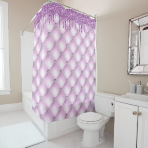 Elegant Purple Jewel Quilted Pretty Shower Curtain