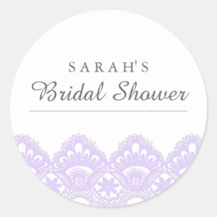 Elegant Purple Lace Bridal Shower Sticker