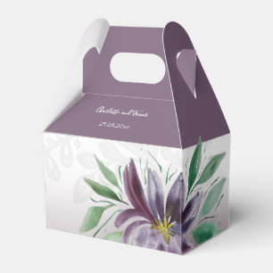 Elegant Purple Lace Lotus Watercolor Favour Box