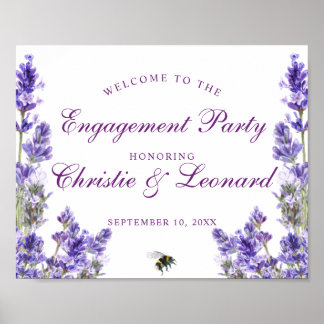 Elegant Purple Lavander Flowers Engagement Poster