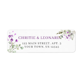 Elegant Purple Lavander Flowers Modern Label Return Address Label