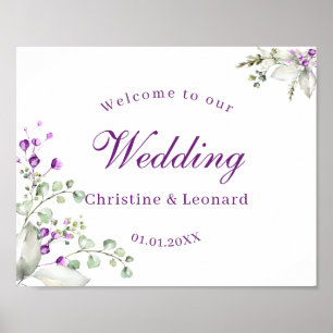 Elegant Purple Lavander Flowers Wedding Welcome Poster
