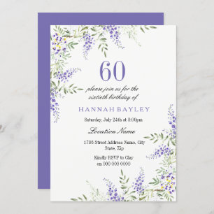 Elegant Purple Lavender 60th Birthday Invite