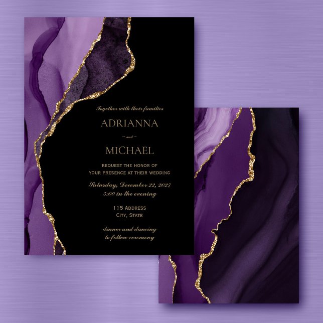 Elegant Purple Lavender Agate Wedding Invitation (Creator Uploaded)
