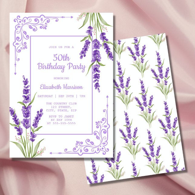 Elegant Purple Lavender Antique Frame Birthday Invitation (Creator Uploaded)