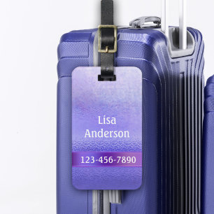 Elegant Purple Lavender Artistic Stripe Luggage Tag