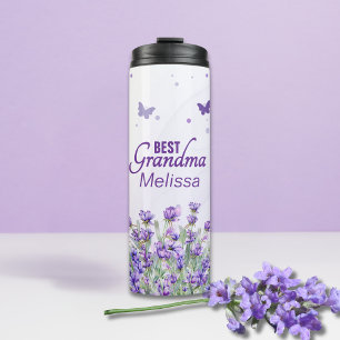 Elegant Purple Lavender Best Grandma With Name Thermal Tumbler