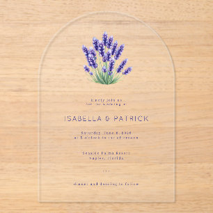 Elegant Purple Lavender Floral Acrylic Invitations