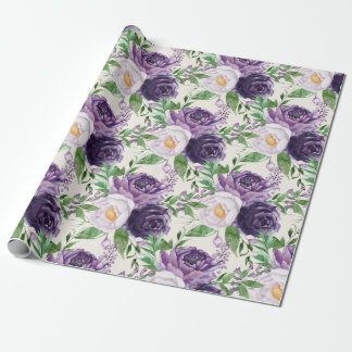 Elegant Purple Lavender Floral Greenery Botanical Wrapping Paper