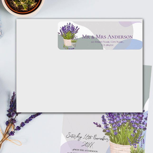 Elegant Purple Lavender Flowers Wedding Address Return Address Label (Elegant Purple Lavender Flowers Wedding Address Label)