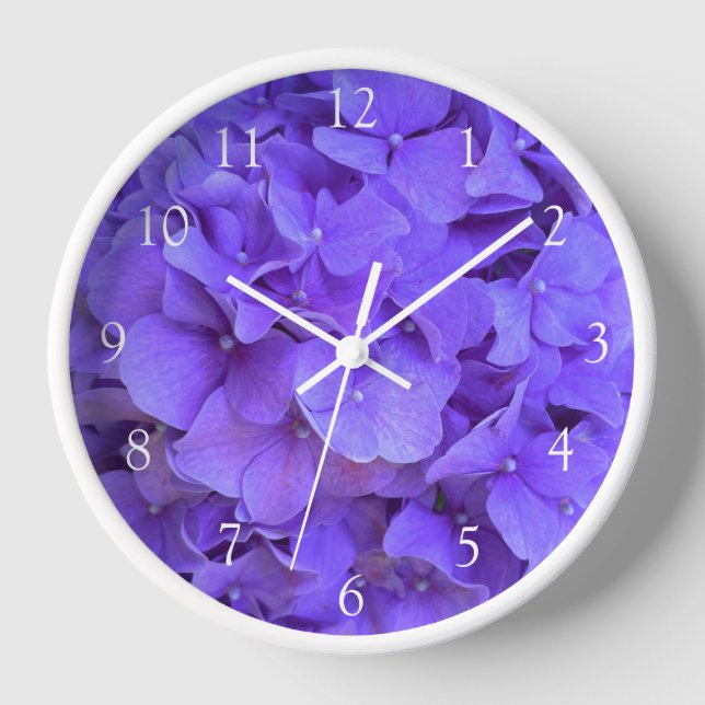 Elegant purple lavender lilac floral hydrangeas  clock (Front)
