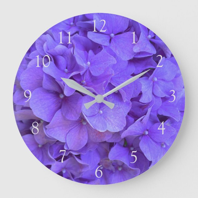 Elegant purple lavender lilac floral hydrangeas  large clock (Front)