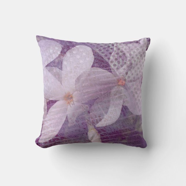 Elegant Purple Lavender Photo Floral Throw Pillow (Front)
