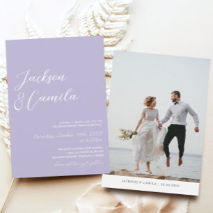 Elegant Purple Lavender Photo Wedding  Invitation