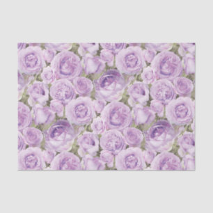 Elegant Purple Lavender Rose Floral Decoupage Tissue Paper