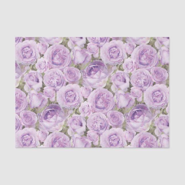 Elegant Purple Lavender Rose Floral Decoupage Tissue Paper (Front)