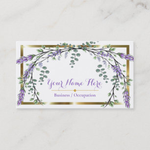 Elegant purple lavender watercolor business card