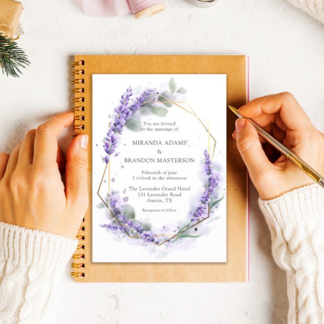 Elegant Purple Lavender Watercolor Floral Wedding  Invitation (Creator Uploaded)