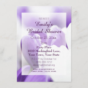 Elegant Purple Lavender White Tulip Bridal Shower Invitation