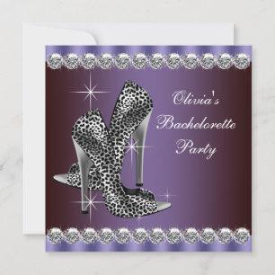 Elegant Purple Leopard Bachelorette Party Invitation