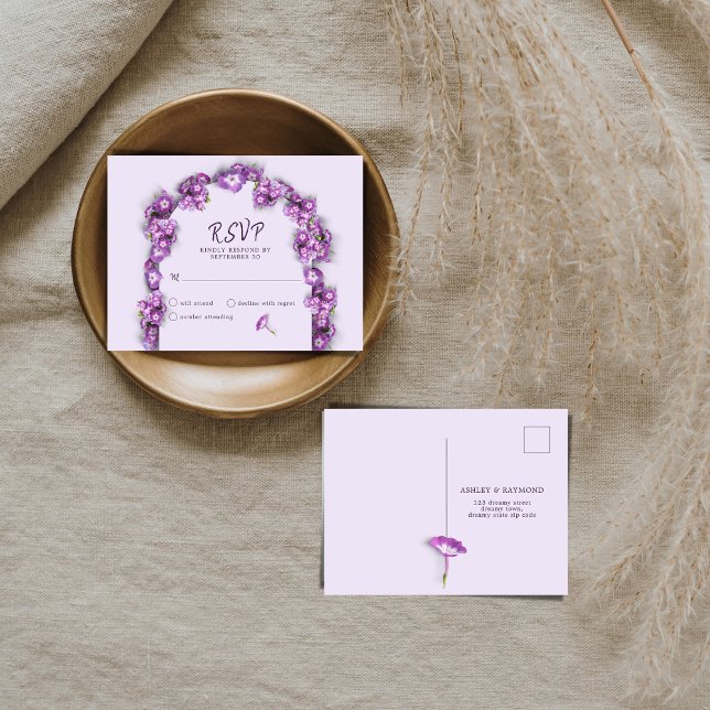 Elegant Purple Lilac Arch Florals No Menu RSVP (Creator Uploaded)