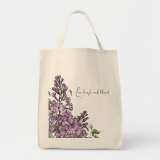 Elegant Purple Lilac Botanical Floral Canvas Tote Bag