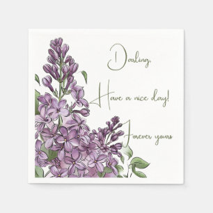 Elegant Purple Lilac Botanical Floral Paper Napkin