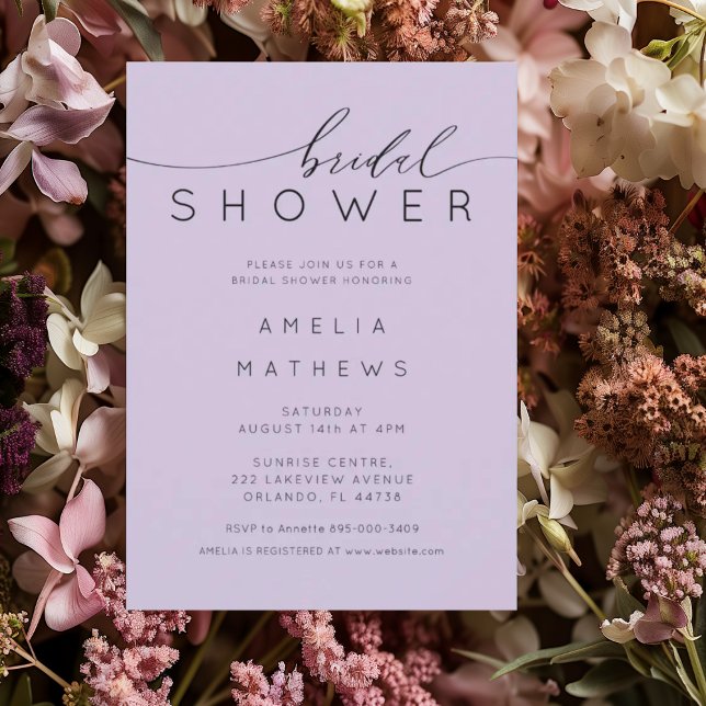 Elegant Purple Lilac Bridal Shower Invitation (Creator Uploaded)