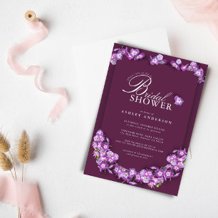Elegant Purple Lilac FinnArch Floral Bridal Shower Invitation
