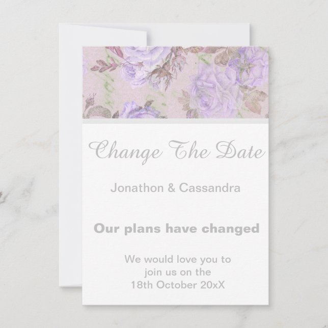 ELEGANT PURPLE LILAC FLORAL CHANGE THE DATE (Front)