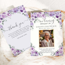 Elegant Purple Lilac Floral Photo Funeral Memorial