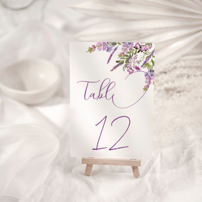 Elegant Purple Lilac Floral Wedding Table Number (Creator Uploaded)