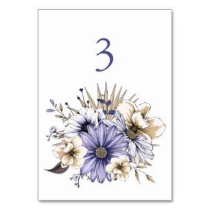 Elegant Purple lilac Florals Foliage Table Number