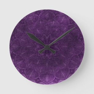 Elegant Purple Lilac Mandala   Round Clock