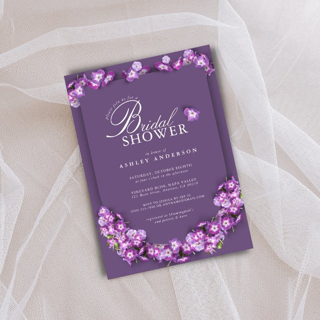 Elegant Purple Lilac Rum Arch Floral Bridal Shower Invitation (Creator Uploaded)