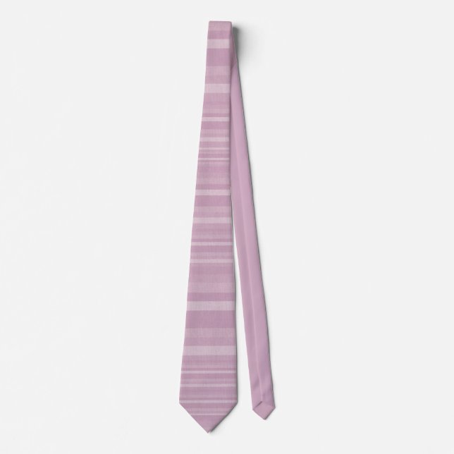 Elegant Purple Lilac Striped Pattern Men's Tie (Front)