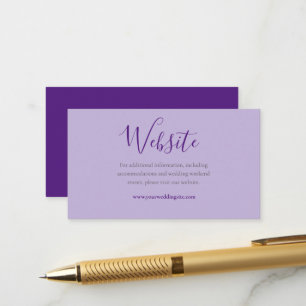 Elegant Purple & Lilac Wedding Website URL Details Enclosure Card