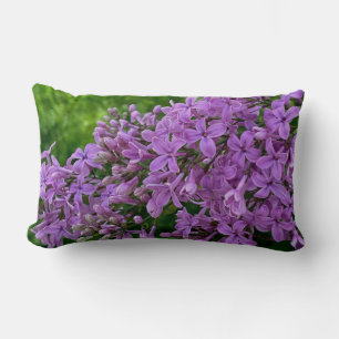 Elegant purple lilacs romantic purple floral lumbar cushion