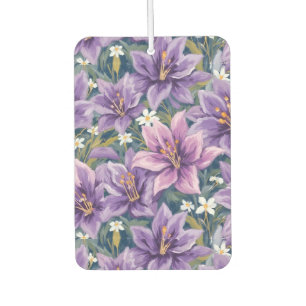 Elegant Purple Lily Floral Oil Painting Car Air Freshener